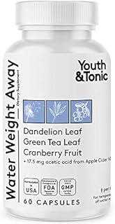 Youth & Tonic Water Weight Away Pills - Natural Diuretic Supplement for Swelling Water Retention & Belly Bloating for Women & Men - 60 Capsules