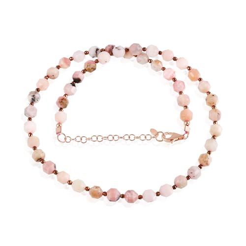 Collier d'opale rose et argent 925, le cadeau fait main idéal pour elle en 50 cm