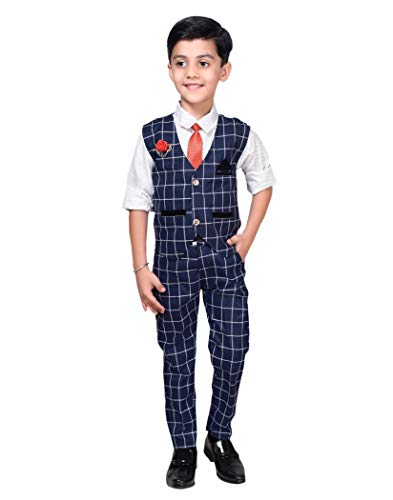 Image of ahhaaaa Boy's Blended Waistcoat, Shirt, Tie Trouser Set