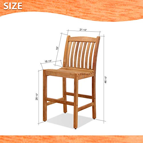 Amazonia Boma 1-Piece Outdoor Barstool | Certified Teak | Ideal For Patio And Indoors, 21Lx23Wx46H, Light Brown #TOP4