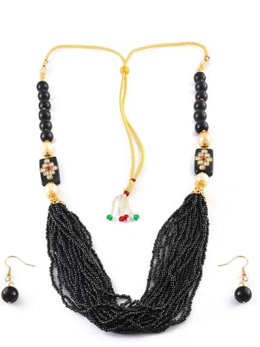Juego de joyas de perlas y kundan DMZ-273 chapado en oro talla S