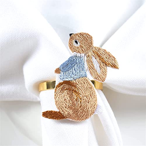 Set Of 6 Napkin Rings, Designed With Bunny Ornaments, Used For Family Table Decoration Banquet Party Decoration Easter Decoration Party Table Setting Decor 2 #TOP5
