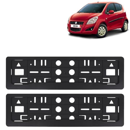 Image of KINGSWAY Ritz Car Number Plate Frames for All 2009 to 2015 Models of Maruti Suzuki Car Registration Plate Holders, Black Licence Plate Covers (Front and Rear), Universal Size 51.5 x 14.5 cm