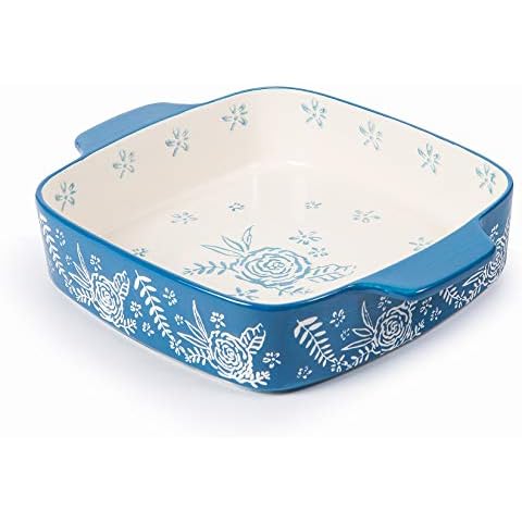 Wisenvoy Baking Dish Ceramic Brownie Pan 9x9 Baking Pan Casserole Dish Lasagna Pan Square Rose Dish Pan Bakeware Sets Cover
