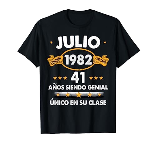 Hombre 41 Años Cumpleaños Regalo Hombre Julio 1982 Julio 41 Años Camiseta