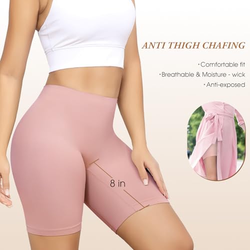 4 Pack Slip Shorts for Under Dresses Anti Chafing Underwear Seamless Comfortable Smooth Yoga Biker Workout Shorts3