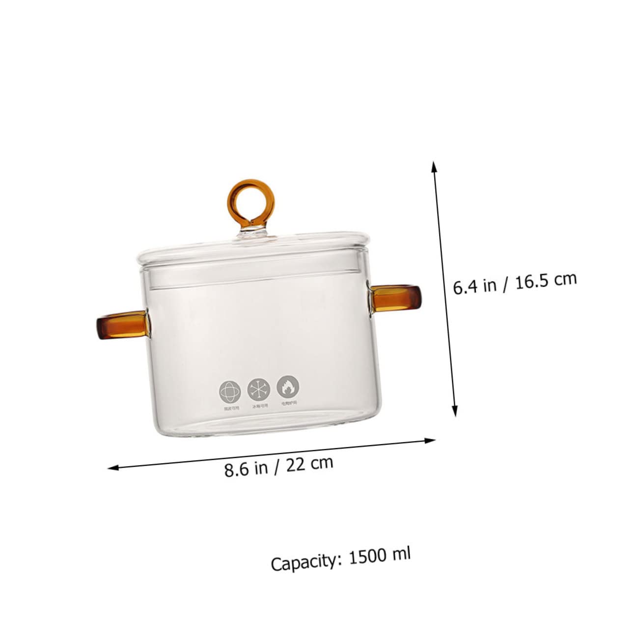 HOLIDYOYO - Glass Stew Pot Household Stew Pot Double Handle for Easy Handling Great for Cooking