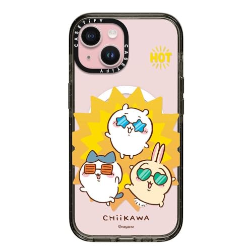 CASETiFY MagSafe �Ή��C���p�N�giPhone 15 �P�[�X [MIL�K�i���� (4x MIL-STD-810G) / 2.5m����̗����������N���A / Chiikawa Co-Lab] - �N���A �u���b�N - Chiikawa Suns