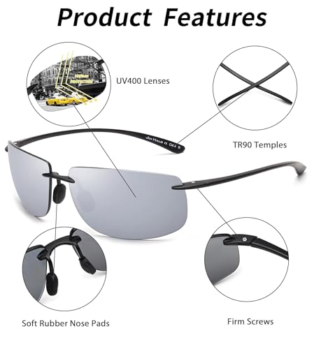Image of JIM HALO Sport Sunglasses Men Womens TR90 Rimless for Driving Running Golf | Polarized /Non polarized,Lightweight,17g /0.6oz,Rectangle,Wrap Around,Cycling,Fishing,Outdoor Activities