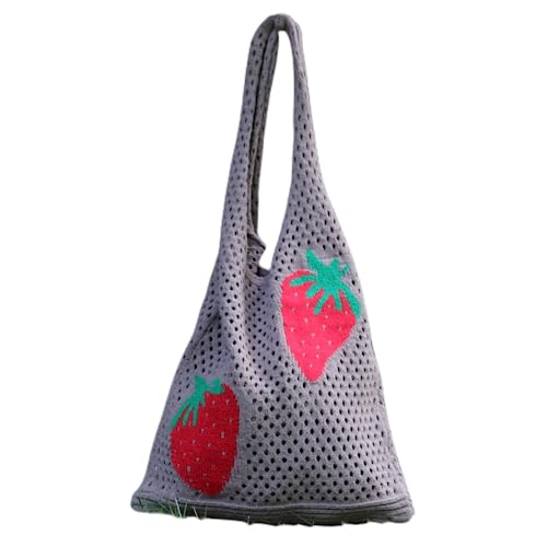 Crochet Bags for Women Crochet Tote Bag Strawberry Pattern Crochet Beach Bags for Women Handbags Knitting Aesthetic