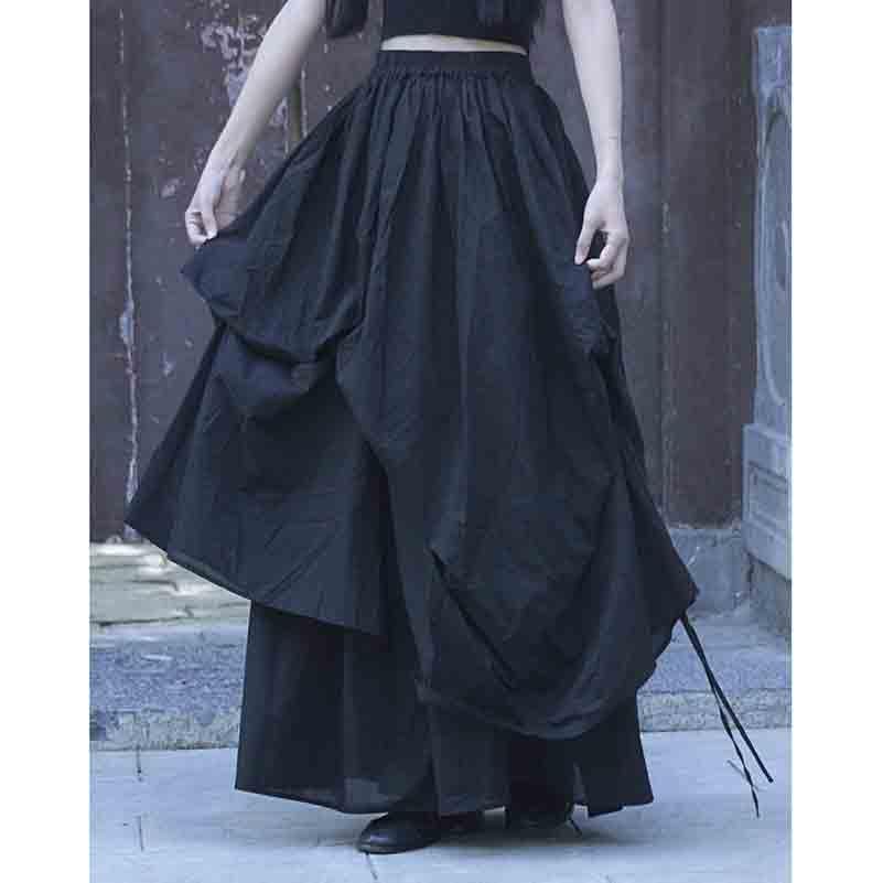 Women's Dark and Cool Style Large Swing Half Skirt Casual Versatile Long Skirt Irregular Hem Design Feeling Skirt3