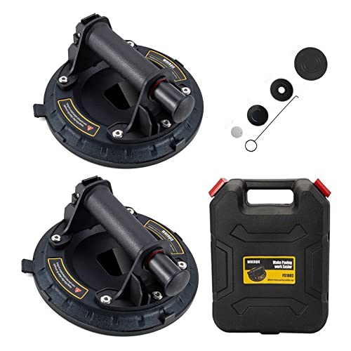 Lot de 2 Ventouse à Vide Robuste-Poignée en ABS Ventouse de levage en Verre,Capacité de Charge de 100kg,Ventouse Industrielle pour le Levage de Surfaces Planes /2X Boîte à Outils Portable Incluse