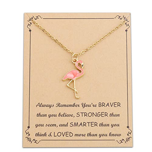 FUSTMW Pink Flamingo Necklace Gifts Flamingo Lover Gifts Flamingo Bird Pendant Necklace Flamingo Jewelry for Women
