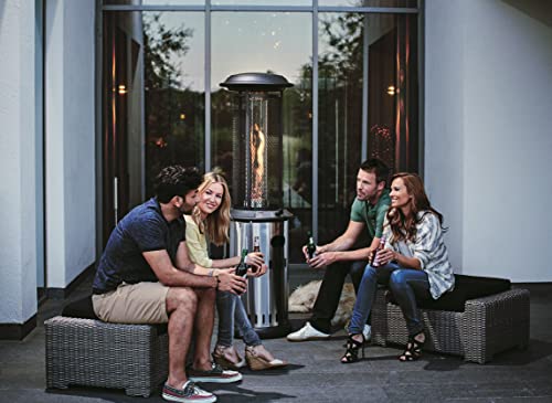 Enders® Terrassenfeuer Gas VULANO, 5589, Vormontiert mit stufenloser Regulierung, höhenverstellbar, Transport-Räder, Umkippsicherung, Silber