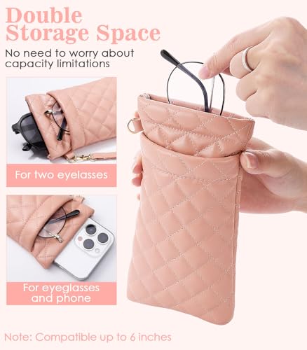 Image of MoKo Squeeze Top Glasses Pouch, Portable Leather Soft Sunglasses Case Anti-Scratch Eyeglasses Bag Goggles Sleeve