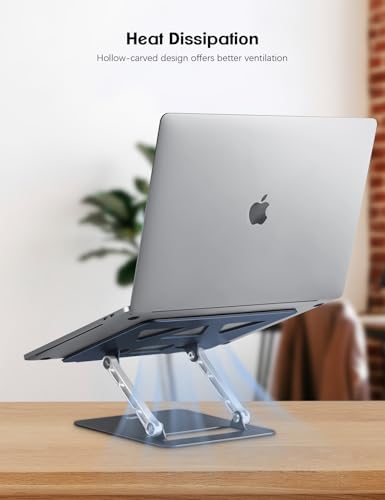 Image of Aoviho Adjustable Laptop Stand for Desk,Portable Laptop Stand Holder and Riser,Foldable Aluminum Notebook Computer Stands for MacBook Air Pro HP Lenovo Dell Samsung, 10-15.6 inch (Navy-Silver-Black)