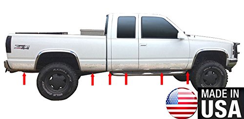 Made in USA! Compatible with 1988-1998 Chevy/GMC Pickup 3 Door Extended Cab W/O Fender Flare Short Bed Rocker Panel Trim Body Side Moulding Without Fender Flare 6.25" Wide 11PC - Thumbnail 4