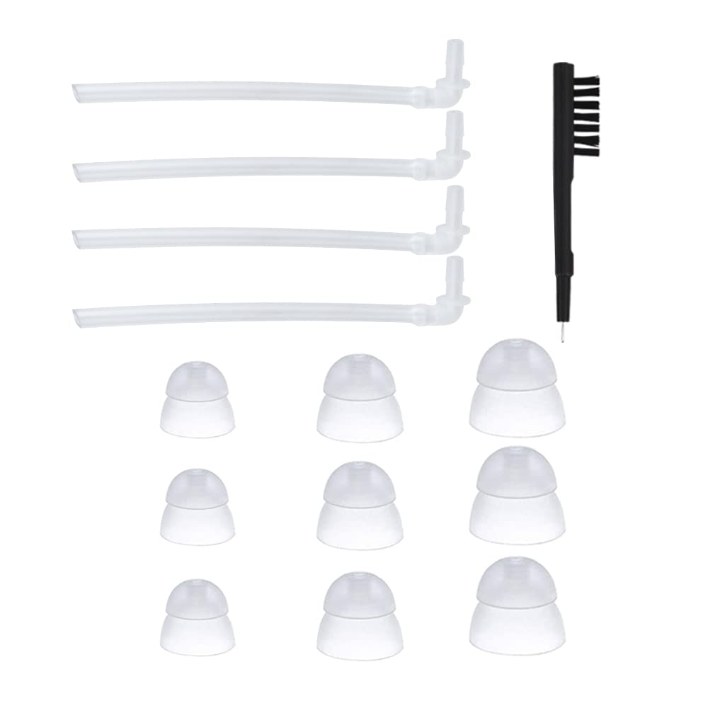 SengdongUniversal BTE Hearing Aid Eartips Domes Set - Includes 9 Double-Layer Ear Plugs, 4 Resound Tubes, and 1 Cleaning Brush