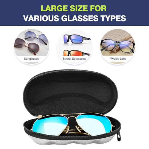 Image of MoKo Semi Hard Shell Sunglasses Case, Unisex Protective Eyeglass Case Glasses Case Holder with Metal Hanging Hook