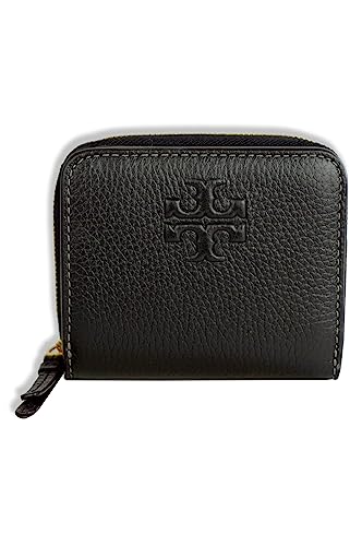 Tory Burch Womens 146463 Pebble Leather Thea Bi-Fold Zip Around Wallet, (Black)2