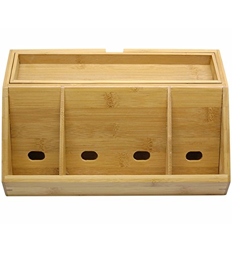 Lipper International 812 Bamboo Wood Charging Station for Cell Phones, iPads, Tablets - Thumbnail 3