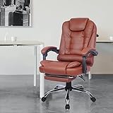 Executive Office Chair, Ergonomic Leather Office Chair with Footrest and Lumbar Support upholstered