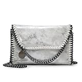 Betthusse aus Baumwolle Damen-Tasche, Handtaschen, lässige Kette, One-Shoulder-Umhängetasche, Trendige Dame, kleine Klappe, Umhängetaschen, Clutch-Geldbörsen(Silver)