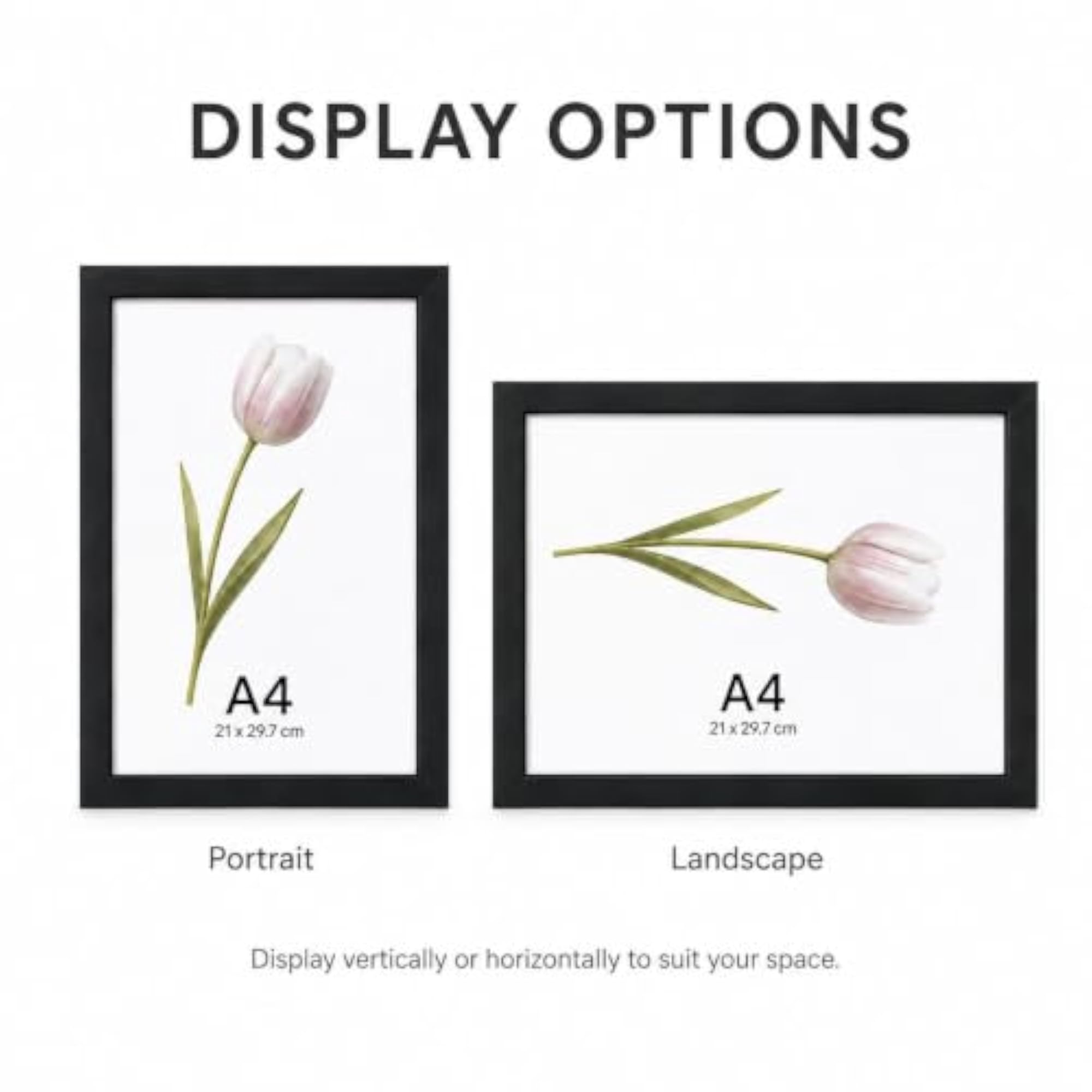 A4 Photo Frames Set of 4, Black Wall Frames with Acrylic Front