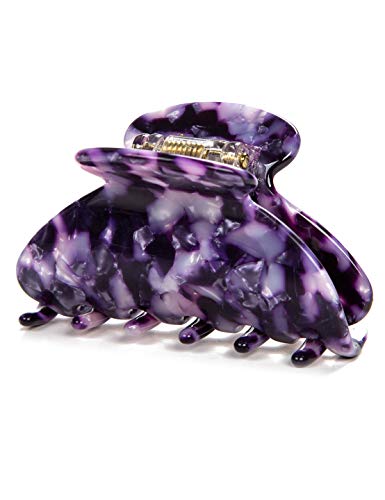 Prettyou Handmade Celluloid Acetate French Design Barrettes Tortoise Shell Claws Hair Claw Luxury Fashion Accessories Hair Clip for Women (Purple)