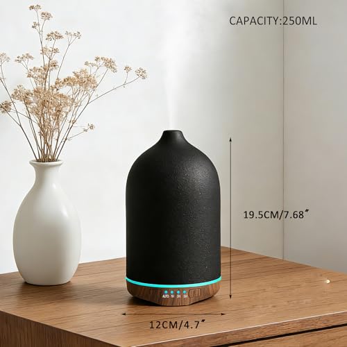 Essential Oil Diffuser 250ML Ceramic Stone Aromatherapy Diffuser for Essential Oils Ultrasonic Cool Mist Air Humidifier for Office Home Yoga Gift (Black) by UrrSovv - Image 3