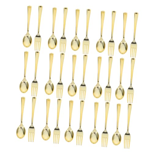 Baluue 120個ゴールド使い捨てカトラリー フォーク スプーン入り ホットス