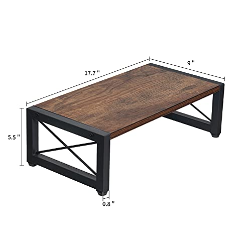 Giikin Vintage Wood Monitor Stand Riser, 17.7 Inch Desktop Shelf Storage Organizer, Ergonomic Desk & Tabletop Organizer For Laptop, Computer, Macbook, Notebook, Pc(Dark Brown) #TOP2