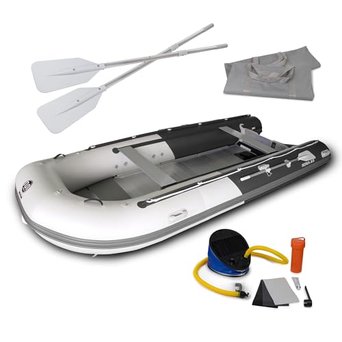 DA-470 Aufblasbares Schlauchboot, 470 cm, grau - dunkelgrau, Aluminiumboden, inkl. Zubehör, Angelboot, Paddelboot, Motorboot Kategorie C DA-470 Aufblasbares Schlauchboot, 470 cm, grau - dunkelgrau, Aluminiumboden, inkl. Zubehör, Angelboot, Paddelboot, Motorboot Kategorie C