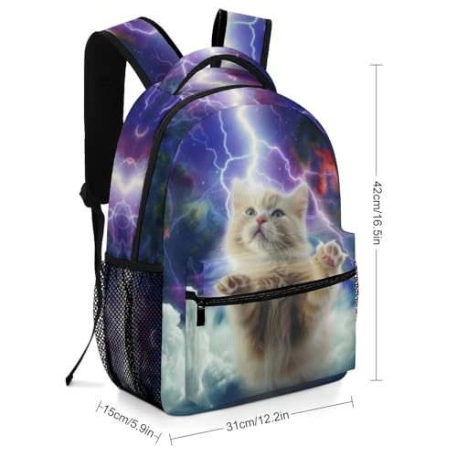 Cute Cat Universe Galaxy Backpack for Girls Boys Kids, Cat Bookbag Kitten Backpack for Kids Student & Travel Backpacks or Daily Use2