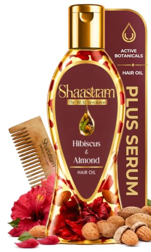 Image of Hibiscus & Almond Hair Oil Serum | Leave-On Lightweight Hair Oil with Active Botanical Infusion | Fast Absorbing, Non-Sticky Ayurvedic Hair Oil for Hair Fall, Nourishment & Shine | Men & Women | 180ml