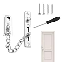 Tür Sicherheitskette Kettenschloss, Edelstahl Türsicherheitskette, Türgriff Diebstahlschutz Kette mit Schrauben, Silbrig Türsicherheitskette für Innentüren, Haus, Hotel, Familie, Miethaus, Fenster