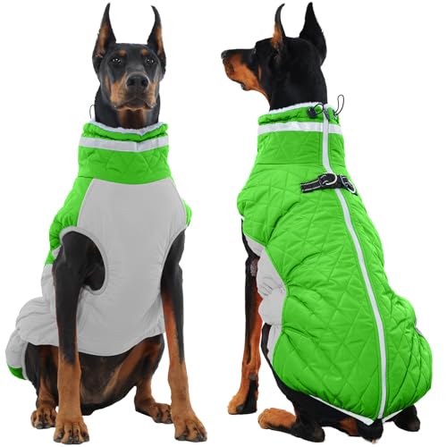 Image of Waterproof Large Dog Coat, Warm Dog Jacket with Harness Built in 3XL