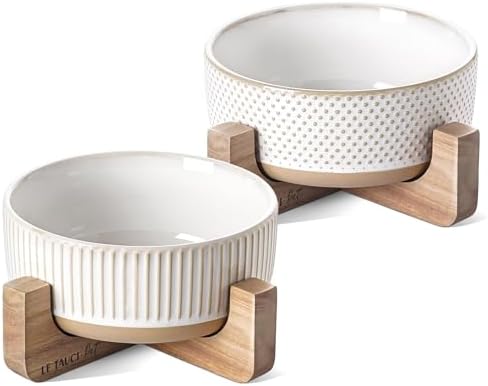 LE TAUCI PET Ceramic Dog Bowls for Medium Small Dogs - 4 Cup Medi...