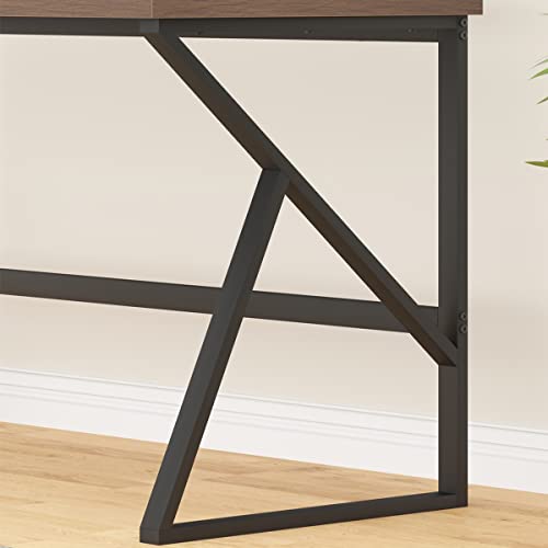 Hsh Large Computer Desk, Industrial Modern Home Office Desk, Wooden And Metal Pc Desk For Work Writing Study Gaming Bedroom, Farmhouse Vintage Computer Table Executive Workstation, Rustic Oak 60 Inch #TOP4