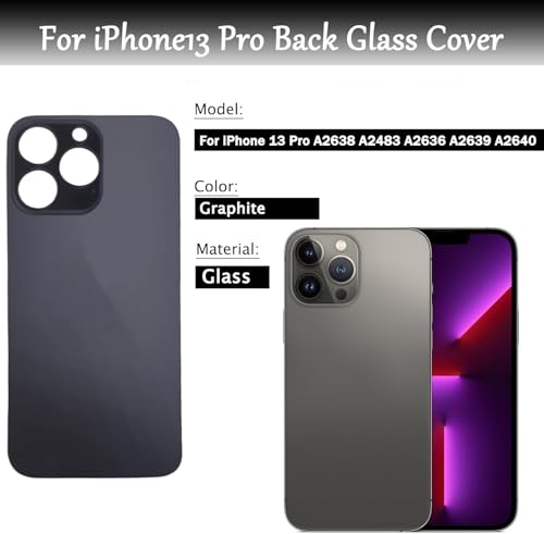 Verre arrière de rechange pour iPhone 13 Pro graphite avec outils - 4