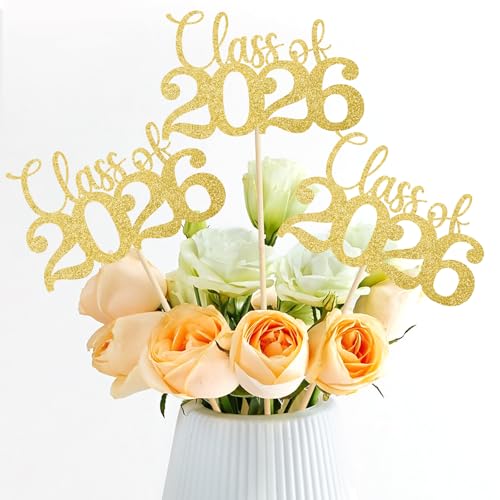 Mljsh Graduation Decorations Class of 2026, 12 PCS Gold Double-Sided Graduation Centerpieces for...