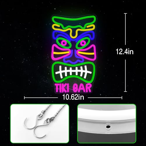 Image of Tiki Bar Neon Light Sign Dimmable Hawaii Pool Bar Party Led Sign for Home Tiki Beer Signs for Man Cave Club Pub Bistro