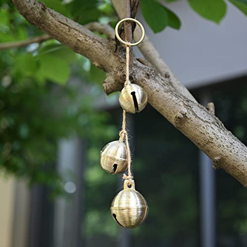 Brass Rustic Hanging Bells For Door Knob Decoration, Home Garden Decor Shopkeepers Bell On Rope (Rustic Brass Bells A) #TOP1