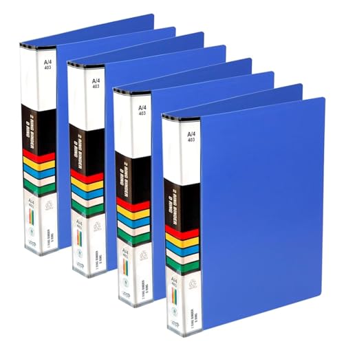 Image of ANG 2D Ring Binder File| Durable Polyethylene File Folder Document for Professional Use| Holds Upto 250 Sheets (Sky Blue, Pack of 4)