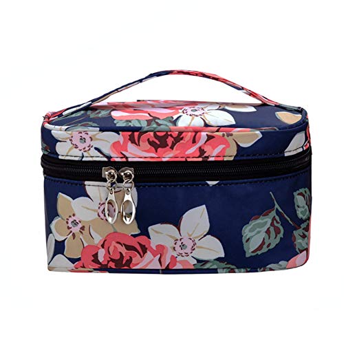 Portable Cute Large Travel Flower Pattern Makeup Bag Cosmetic Organizer Tote Bag For Kids Women Toddler Teens Little Girls