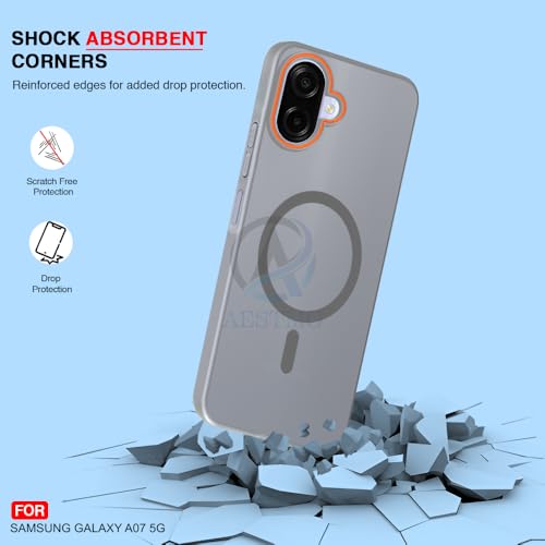 Image of AESTMO Samsung Galaxy A07 / M07 / F07 / F70E Back Cover | Slim Hard Shell | Matte Frosted Hard Back Translucent Back Cover for (Compatible with MagSafe Accessories, Grey)