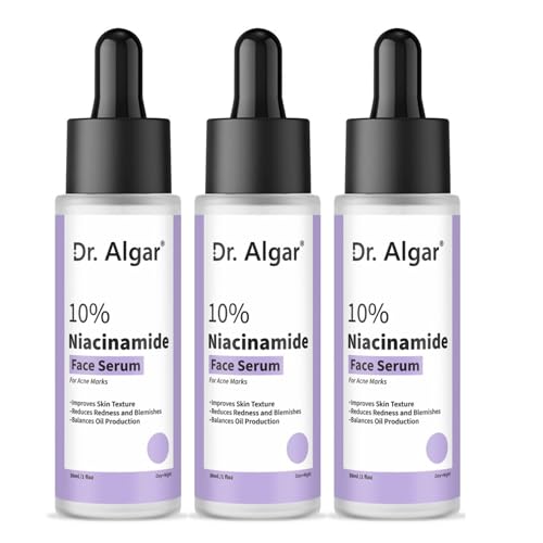 Image of Dr. Algar 10% Niacinamide Face Serum for Acne Marks, Blemishes & Dark Spots | Oil Control | Brightens & Evens Skin Tone | Suitable for All Skin Types | for Women & Men | 30 ml