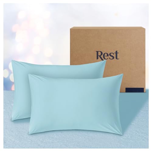 REST® Evercool®+ Cooling Pillowcases, Silver Infused Fabric for Fresh and Hygienic Sleep, Ultra Smooth for Better Skin&Hair, Stretchy for Snug Fit, Holiday Present, Easy Care (Standard 19"x29")