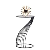 Joveco Round End Table- Metal Side Tables- Small Nightstand Accent Coffee Tables for Living Room(Streamline Black)