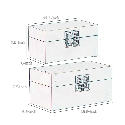 Lot de 2 boîtes décoratives géométriques en métal orange 27,9 cm